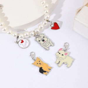 Cartoon Dog Enamel Zinc Alloy Pet ID Tag Pendant With Lobster Clasp Personalized Animal Charm Collar Jewelry Keychain Gift