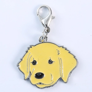 Ciondolo per cani Golden Retriever in smalto giallo con chiusura a moschettone argento
