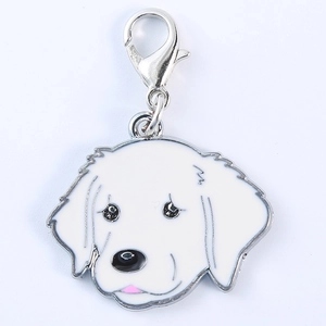 Ciondolo per cani Golden Retriever in smalto con chiusura a moschettone argentata