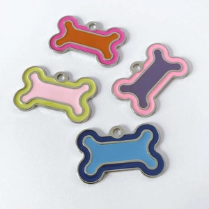 Bone Shape Alloy Drip Oil Pet ID Tag Dual Color Personalized Anti-Lost Dog Tag Pendant For Pet Collar Identification