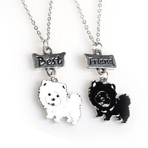 Lot de 2 colliers Best Friend pour chien avec pendentifs noir et blanc sur chaînes en O