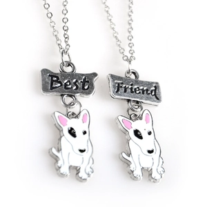Détail des pendentifs Best Friend Bull Terrier avec chaînes en alliage argenté