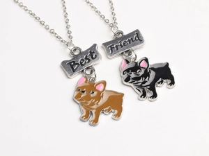 Détails du lot de deux colliers bouledogue français Best Friend avec émail coloré