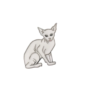 Épingle de chat blanc minimaliste en émail et alliage métallique pour les amateurs d'animaux