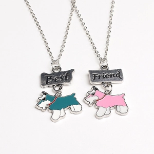 Détail de deux colliers Best Friend pour chien avec finition en émail bleu et rose