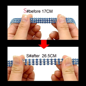 Collier élastique strass bleu taille S extensible de 17 cm jusqu'à 26,5 cm de long