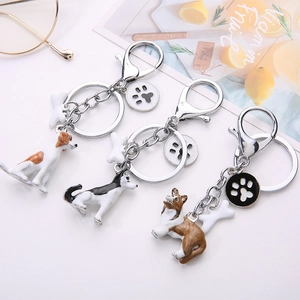 Portachiavi 3D creativi in metallo a forma di cane con Beagle, Husky e Corgi