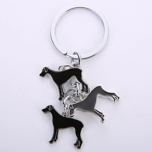 Detailed close-up of Jack Russell dog keychain with black enamel zinc alloy pendants