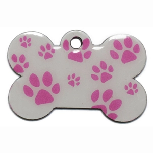 Metal Bone Shape Pet ID Tag With Paw Print Pattern Laser Engraving Identification Tag For Dogs Cats Anti-lost Necklace Pendant