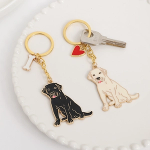 Hondenvorm Sleutelhanger Legering Emaille Hanger Teddy Labrador Teckel Golden Retriever Huisdier Liefhebber Cadeau