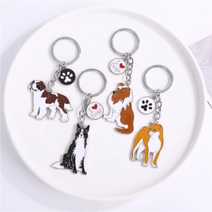 Mignon Porte-clés Chien en Métal Émaillé Pendentif Race d'Animaux de Compagnie Anneau pour Femmes Hommes Sac Charme Bijoux Cadeau