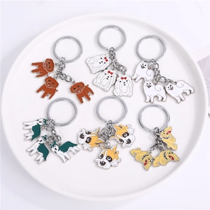 Porte-clés Chien en Émail Dessin Animé Pendentif Chiot en Alliage de Métal Pour Amoureux des Animaux Femmes Filles