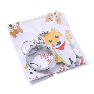 Kreativer Emaille-Schlüsselanhänger Hund mit Metallring und Geschenkverpackung