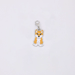Charmant pendentif Shiba Inu en émail avec fermoir mousqueton pour porte-clés