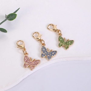 Fashion Zinc Alloy Rhinestone Butterfly Keychain Bag Pendant Charm For Women Gold Plated Sparkling Butterfly Accessory Gift