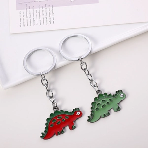 Cartoon Dinosaur Keychain Metal Zinc Alloy Stegosaurus Pendant Cute Animal Bag Hanging Accessory For Men Women Kids Gift