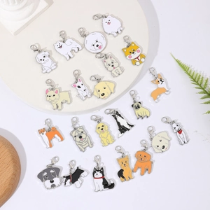 Cartoon Hond Emaille Huisdier ID Tag Metalen Hondenras Charm Hanger Voor Huisdier Halsband Sleutelhanger Rugzak Accessoire