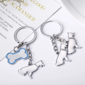Porte-Clés Créatif en Métal Os de Chien Pendentif Chien en Strass Porte-Clés en Alliage pour Amateurs de Berger Allemand Corgi Caniche Cadeau