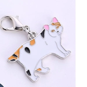 Creative calico cat enamel pendant keychain with metal lobster clasp accessory