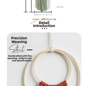 Detailed close-up showing precise cotton rope weaving and size dimensions for wall hanging