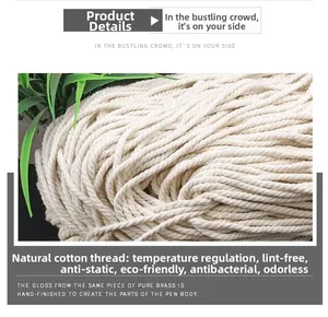 Détail de fil de coton naturel avec texture rapprochée pour tapisserie murale tissée