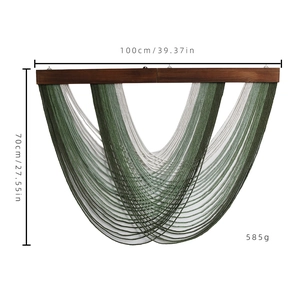 Bohemian woven wall hanging with three-color gradient cotton rope and solid wood rod