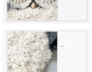 Detailed view of handmade bohemian cotton owl tapestry with intricate woven fringes and beads