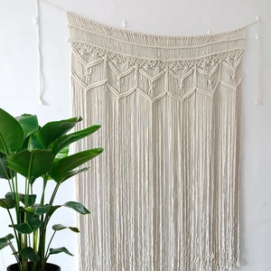 Grande tenture murale en macramé Boho faite main avec franges pour mariage et maison
