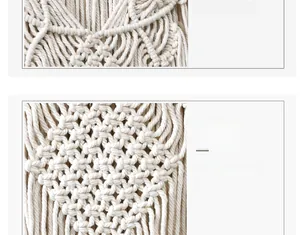 Detailed macro view of bohemian hand-woven cotton rope with intricate diamond texture