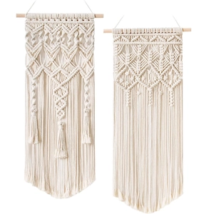 Bohemian Hand Woven Macrame Wall Hanging Natural Cotton Rope Geometric Tassel Tapestry Nordic Style Art Home Decor For Bedroom