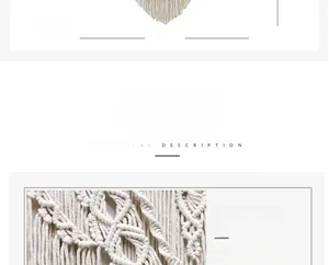 Détails de cette suspension murale en macramé avec tissage complexe et longues franges