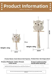 Detailed dimensions of handmade bohemian owl wall tapestries in two sizes