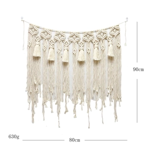 Handmade macrame wall hanging bohemian decor 80x90cm cotton tassel tapestry