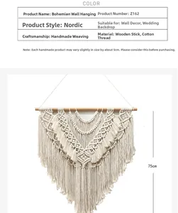 Detailed close-up of Bohemian hand-woven tapestry with multi-layer V-patterns and tassels