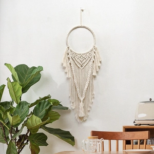 Bohemian Tessuto a Mano Macrame Decorazione Murale Corda di Cotone Modello Geometrico Nappine per Camera Letto Soggiorno