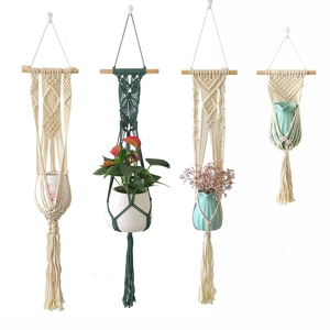 Handmade Nordic Macrame Wall Hanging Plant Hanger Cotton Rope Tassel Fringe Tapestry For Boho Home Decor Indoor Greenery Display
