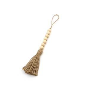 Guirlande bohème en perles de bois naturel avec gland en corde de chanvre pour décoration