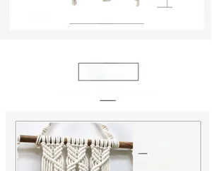 Detail view of handmade macrame wall shelf showing 45cm width and 1.18kg product weight
