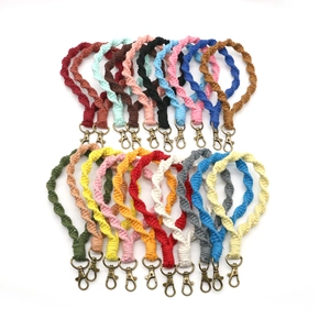 Handmade bohemian braided cotton wrist lanyards with bronze metal clasps in multiple colors