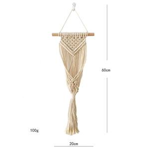 Detailed size specifications for handmade cotton macrame wall hanging 20x60cm