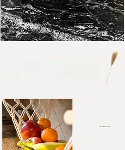 Detail of hand-woven cotton rope mesh bag used as a hanging fruit basket for kitchen decor