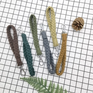 Handmade cotton rope braided keychain wristlets in six assorted bohemian colors