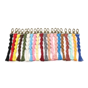 Handgefertigt Geflochtener Baumwollseil Schlüsselanhänger Bohemian Macrame Quaste Tasche Anhänger Retro Legierung Schlüsselring Geschenk