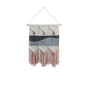 Bohemian hand-woven wall hanging tapestry with geometric patterns and tassels