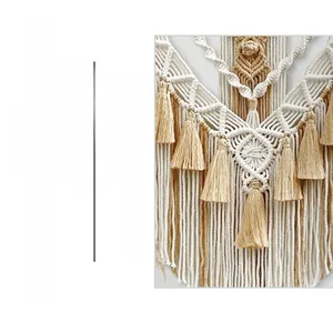 Detail showing high-quality hand-woven cotton macrame with intricate tassel fringe decoration