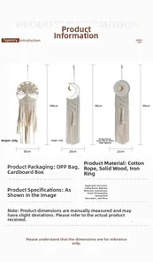 Detailed dimensions of handmade Macrame dream catchers with tree of life and moon designs