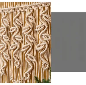 Détail macro du motif macramé tissé à la main en fibre de coton naturel de qualité