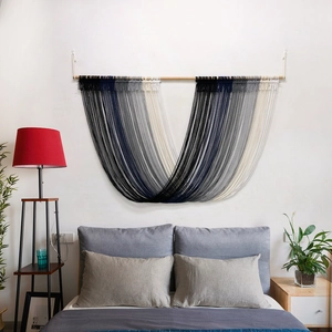 Handmade Cotton Macrame Wall Hanging Tapestry Nordic Style Gradient Fringe Boho Wall Decor For Living Room Bedroom Backdrop