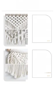 Detailed close-up of handmade bohemian tapestry showing cotton rope weaving and fringe texture