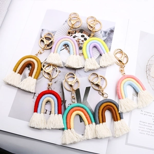 Portachiavi Arcobaleno Tessuto a Mano Ciondolo Borsa Nappa in Cotone Bohémien per Donna Ragazze Accessori